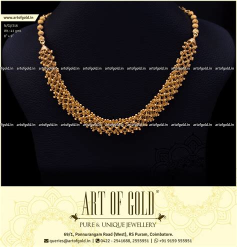 Buy Plain Gold Mesh Necklace Art Of Gold Jewellery Coimbatore