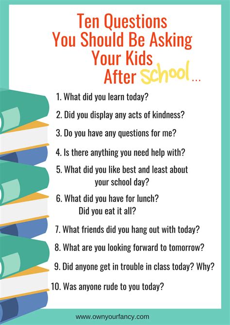 Ten Questions You Should Be Asking Your Child After School Own Your