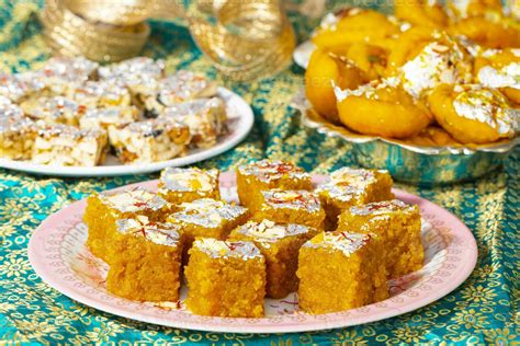 Indian Special Sweet Food Mung Dal Chakki Or Moong Dal Barfi With Sugar