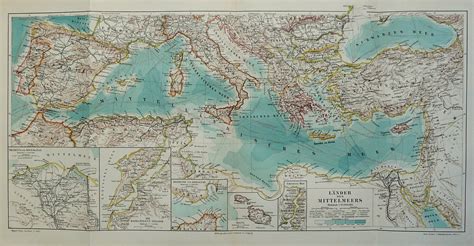 1894 Antique Map Of The Mediterranean Sea 118 Years Old Map