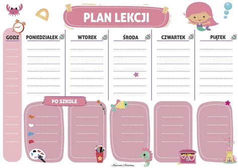 Plan Lekcji Do Druku Materia Dla Dziewczynek I Ch Opc W