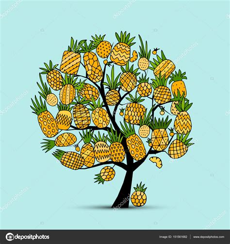 Pineapple Tree Sketch For Your Design Stock Vector By ©kudryashka