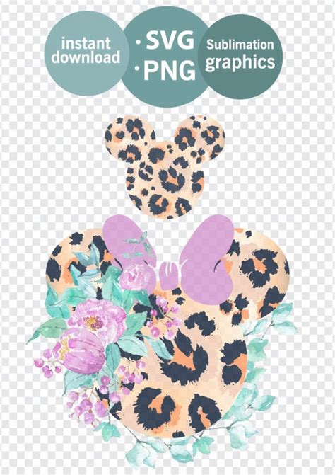 Minnie Mouse Svg Mickey Ears Svg Minnie Head With Flowers Etsy