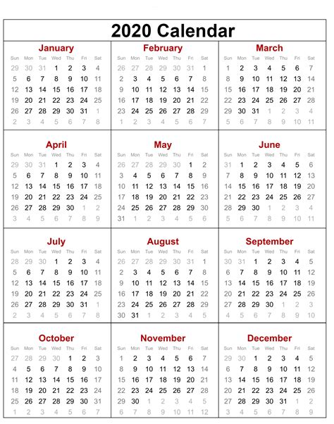 2020 Blank Calendar Template With Notes Free Printable Templates