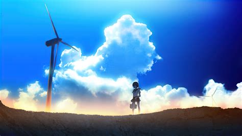 Anime Girl Windmill Landscape 4k Hd Anime 4k Wallpapers Images