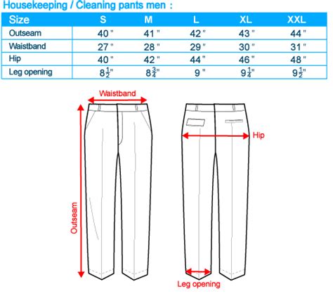 Cleaning Clothes Size Chart Singapore