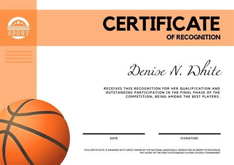 Basketball Certificate Of Recognition To Print Certificate Templates