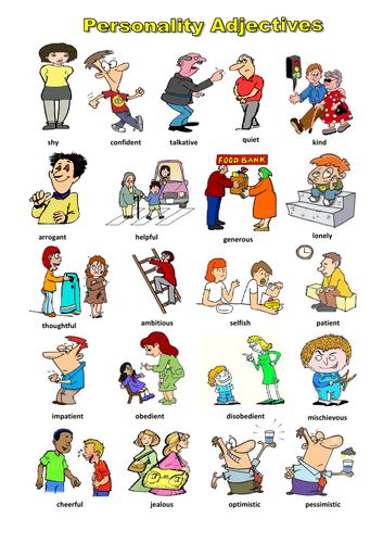 Personality Adjectives Describing Character Teaching Resources