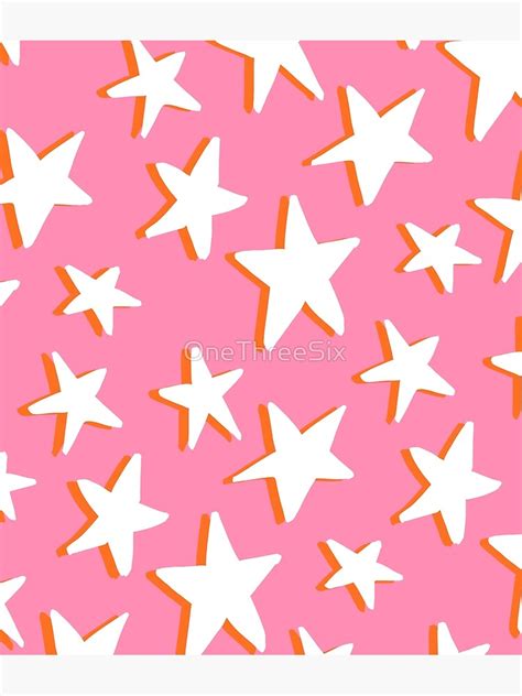 Pink And Orange Star Celestial Pattern Poster By Onethreesix Redbubble