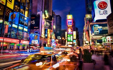Urban Colorful Night Times Square New York City Wallpaper Coolwallpapersme