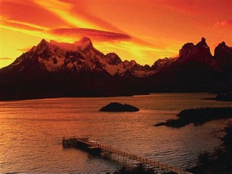 Beautiful Nature Landscape Red Mountains Under The Golden