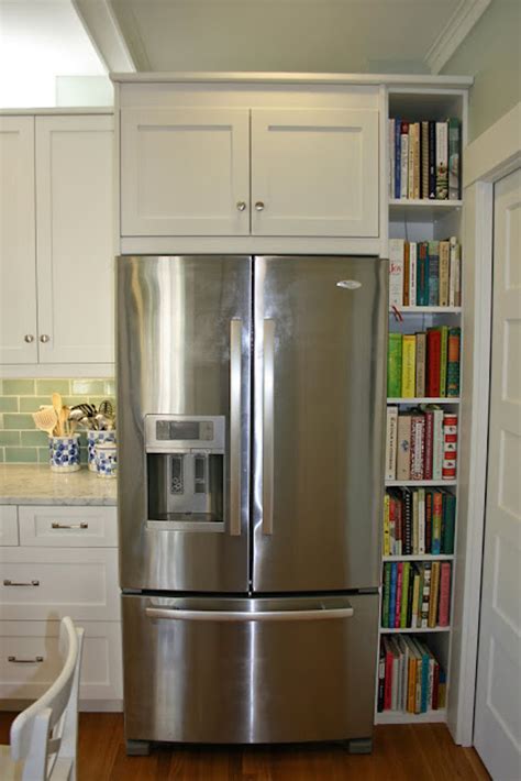 See more ideas about mattress pads, refrigerator, big chill. Narrow shelving built into cupboares beside fridge - Decoist