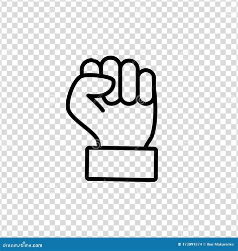 Raised Fist Hand Gesture Vector Icon On A Transparent Background Stock