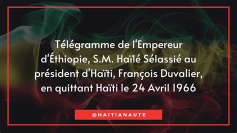 Télégramme De Lempereur Hailé Sélassié Au Président François Duvalier