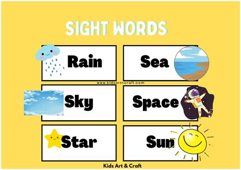 Sight Words Flashcards For Kindergarten Free Printables Kids Art And Craft