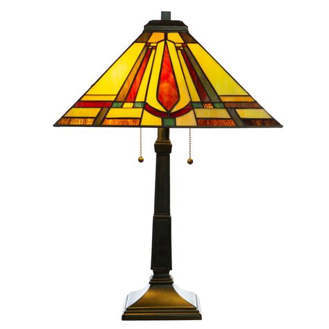 River Of Goods Multi Colored Table Lamp With Stained Glass Mission Style Shade 11614 Home