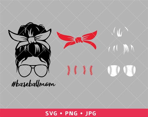 Messy Bun Baseball Mom Life Svg File Include Svg Png Eps Dxf