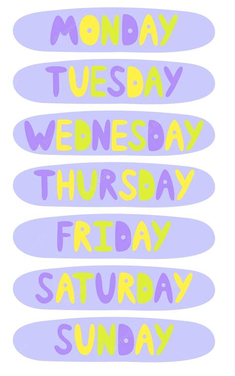 Premium Vector Handwritten Days Of Week Sunday Monday Tuesday Wednesday Thursday Friday