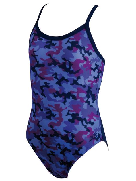 Zoggs Camo Purple Girls One Piece Swimsuit