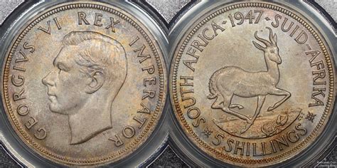 South Africa 1947 5 Shillings Pcgs Ms65 Our Coin Catalog