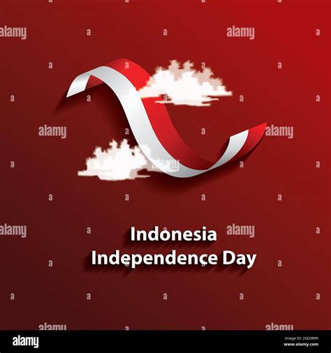 Indonesia Independence Day Vector Illustration With Cloud Stock Vector