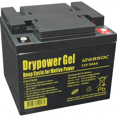 Drypower 12gb50c 12v 50ah Sealed Lead Acid Gel Deep Cycle Battery