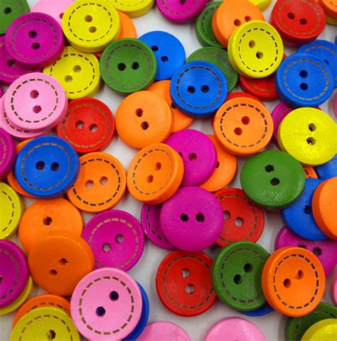100pcs 2 Holes Colorful Mixed Round Wooden Buttons Sewing Diy Craft