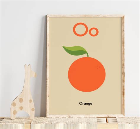 O For Orange Childrens Alphabet Poster In English