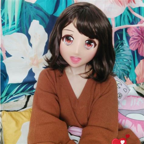 ouzha sweet girl resin half head female cartoon character kigurumi mask with cosplay anime role
