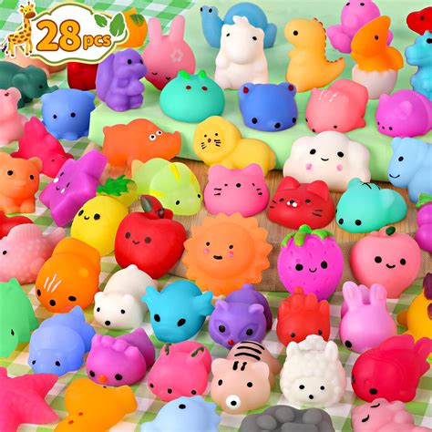Mochi Squishy Toys Mini Squishies Momotoys 28pcs Animal Squishies Kids