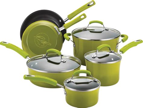 Rachael Ray Green Porcelain Enamel Ii 10 Piece Nonstick Cookware Set