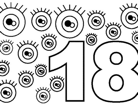Number 18 Coloring Page At Free Printable Colorings