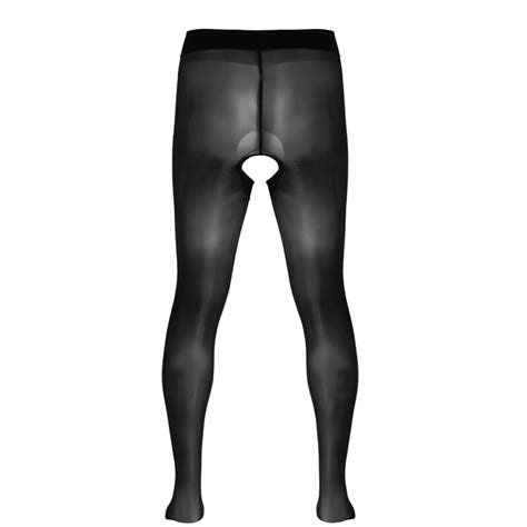 Us Mens Ice Silk Crotchless Pantyhose Stockings Tights Hosiery Pants