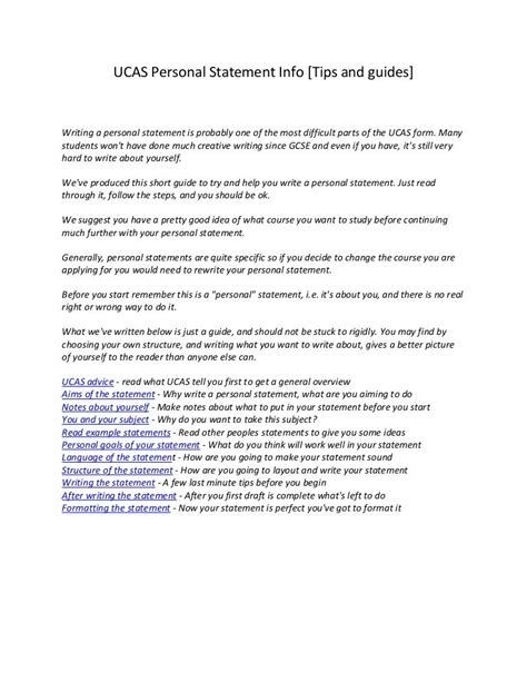 Ucas Personal Statement Info