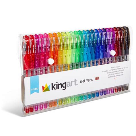 Kingart Soft Grip Glitter Gel Pens Xl 25mm Ink Cartridge Set Of 50