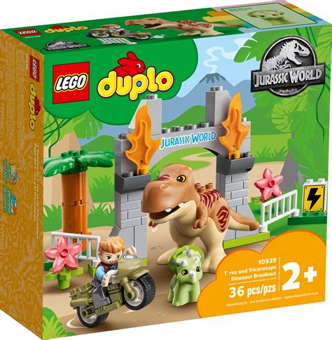 Lego Duplo Jurassic World T Rex And Triceratops Dinosaur Breakout Building Blocks