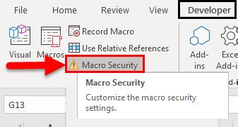 Doing this, the developer tab will appear on the main screen. Enable Macros in Excel | Step by Step Guide to Enable Macros