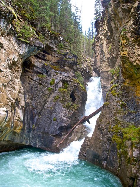 View One Of Lower Falls In Johnston Canyon In Banff National Park