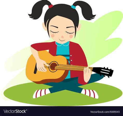 Girl Plays Guitar Royalty Free Vector Image Vectorstock