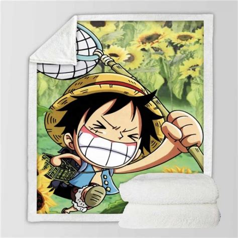 One Piece Blanket Cute Mischievous Chibi Luffy Blanket One Piece Store