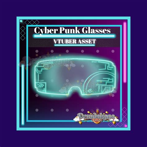 vtuber cyberpunk glasses asset cyber punk blue neon glasses etsy uk