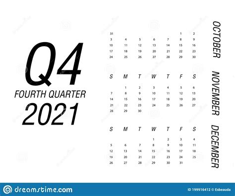 4th Quarter 2021 Calendar 2021 Calendar Gambaran