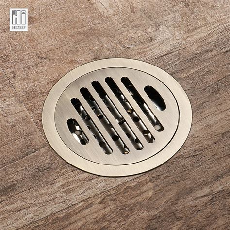 Hideep Round Floor Drain Grates Brass Deodorant Bathroom Shower Floor Drain Anti Odor Floor