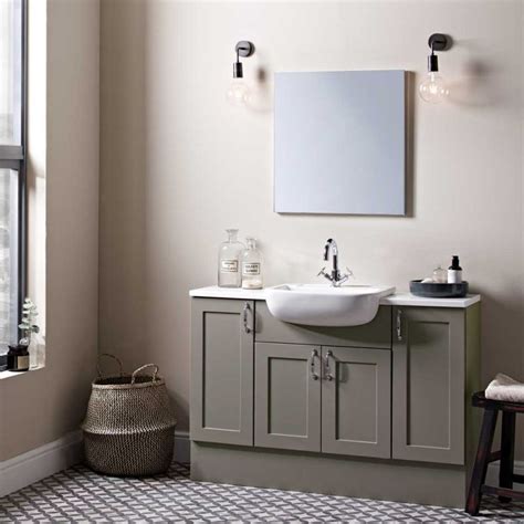 It fits snugly in the walls and conceals unsightly pipework. Stow Stone Grey Fitted Furniture - R2 Bathrooms