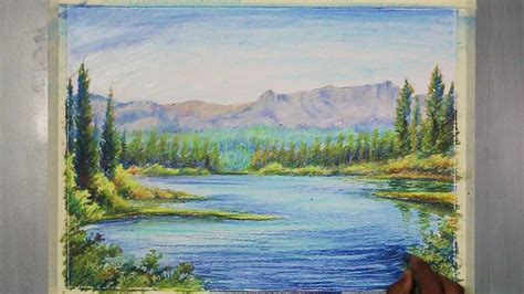 How to Paint A Mountain Landscape in Oil Pastel - YouTube