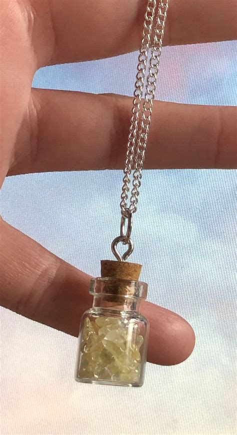 Authentic Citrine Crystal Mini Potion Bottle Necklace Etsy