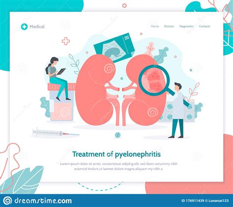 Pyelonephritis Landing Page Template Set Tiny Doctors Nephrologist
