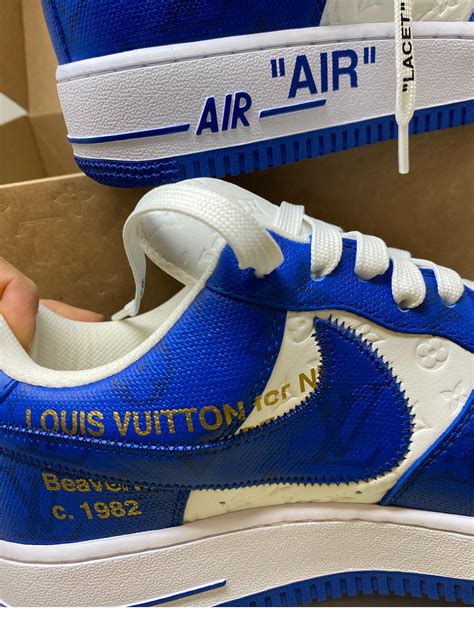 Louis Vuitton For Nike Air Force Ones Blue Shoes At 1stdibs Louis