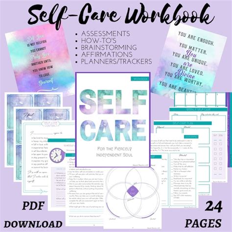 Self Care Workbook Self Love Journal Self Care Planner Etsy