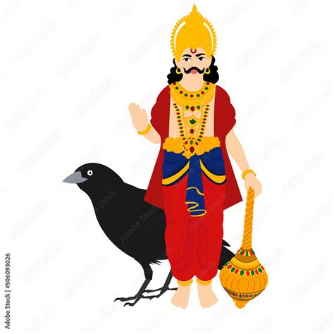 Lord Shani Dev Indian Hindu God Vector Illustration Stock Vector